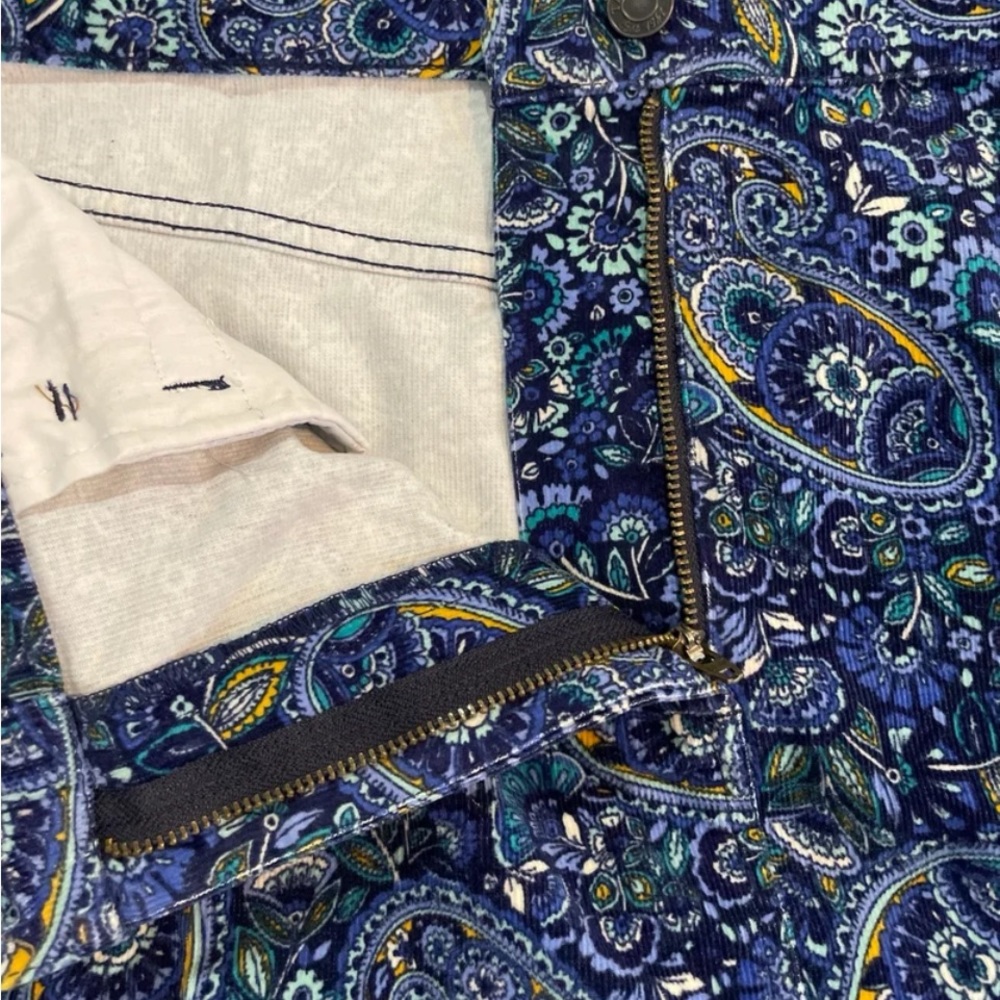 Talbots Size 14 Purple & Blue Paisley Zip Front Stretch Skirt NEW $89 - Picture 3 of 10